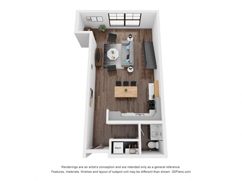 Floor plan for 1 bed, 2 baths, 988 sqft